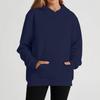 Women's casual long-sleeved solid color hooded sweatshirt