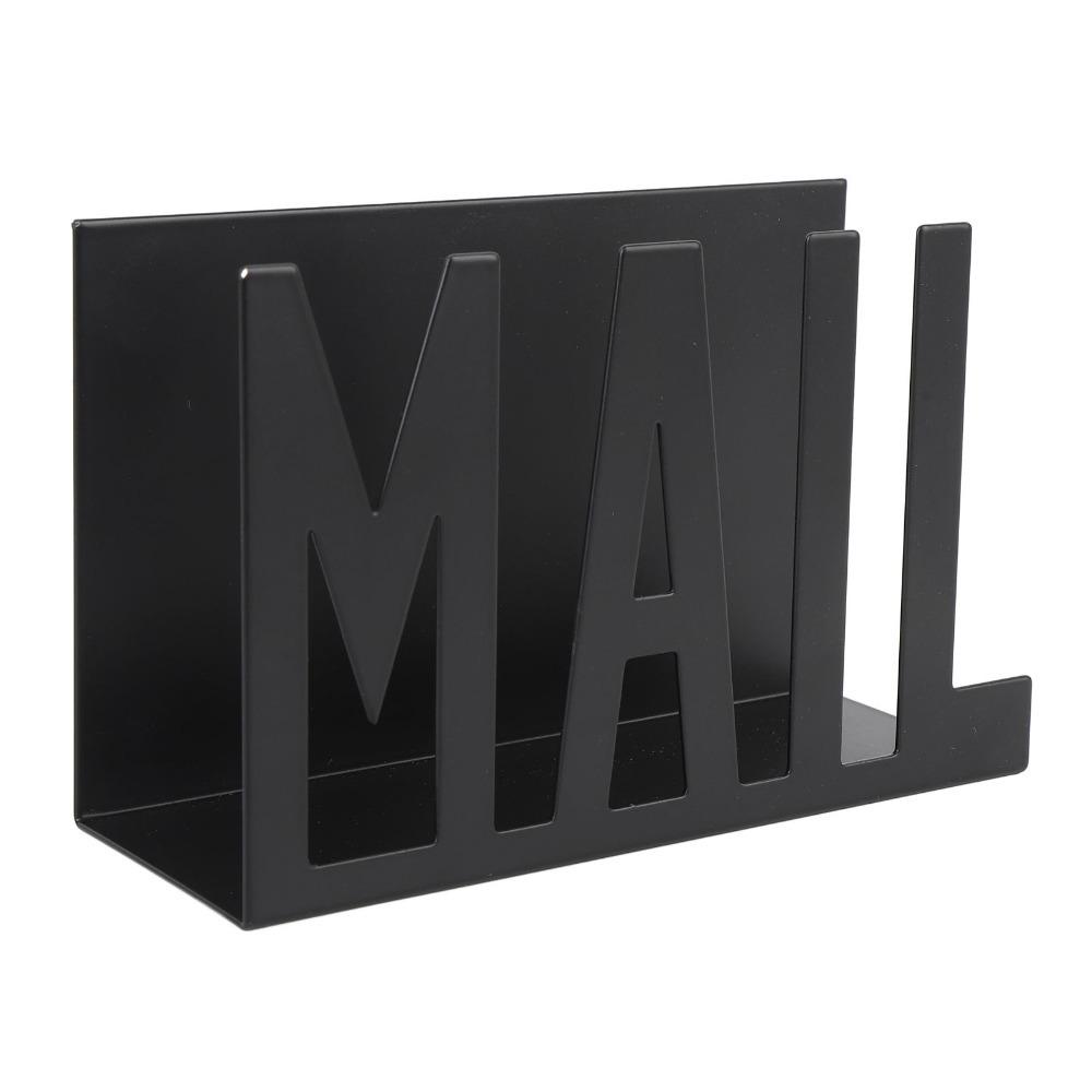 Metal Construction Mail Organizer Cutout Design Hollow Design Mail Holder Modern Style Two-Sided Design Paper Organizer чёрный