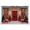 Mocsicka Christmas Photography Backgrounds Xmas Tree Decor Family Festival Party Photo Backdrops Winter Snow Door Pattern Banner