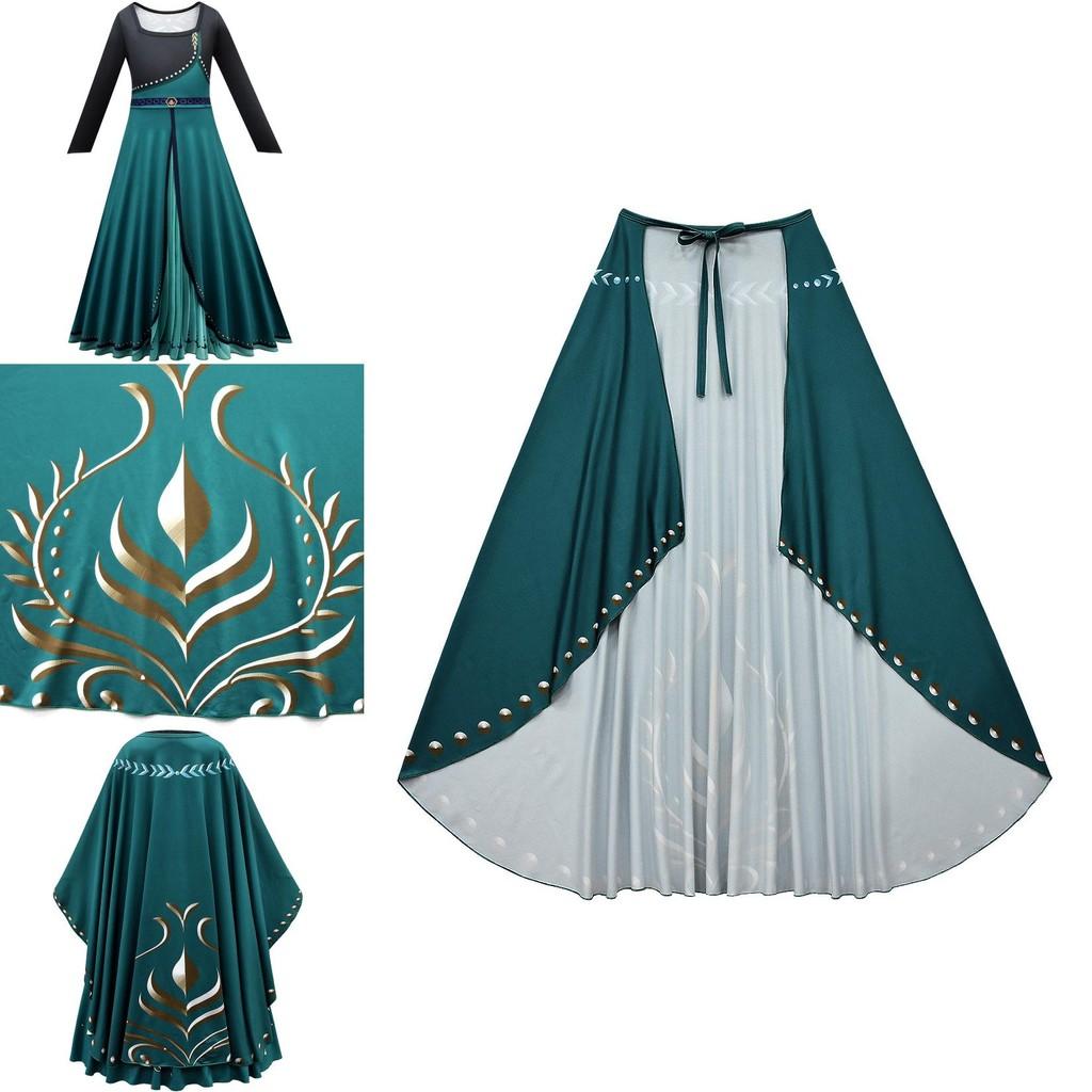 Kids Frozen Anna Cosplay Costume Dress Cloak Outfit Fancy Dress Party Roleplay