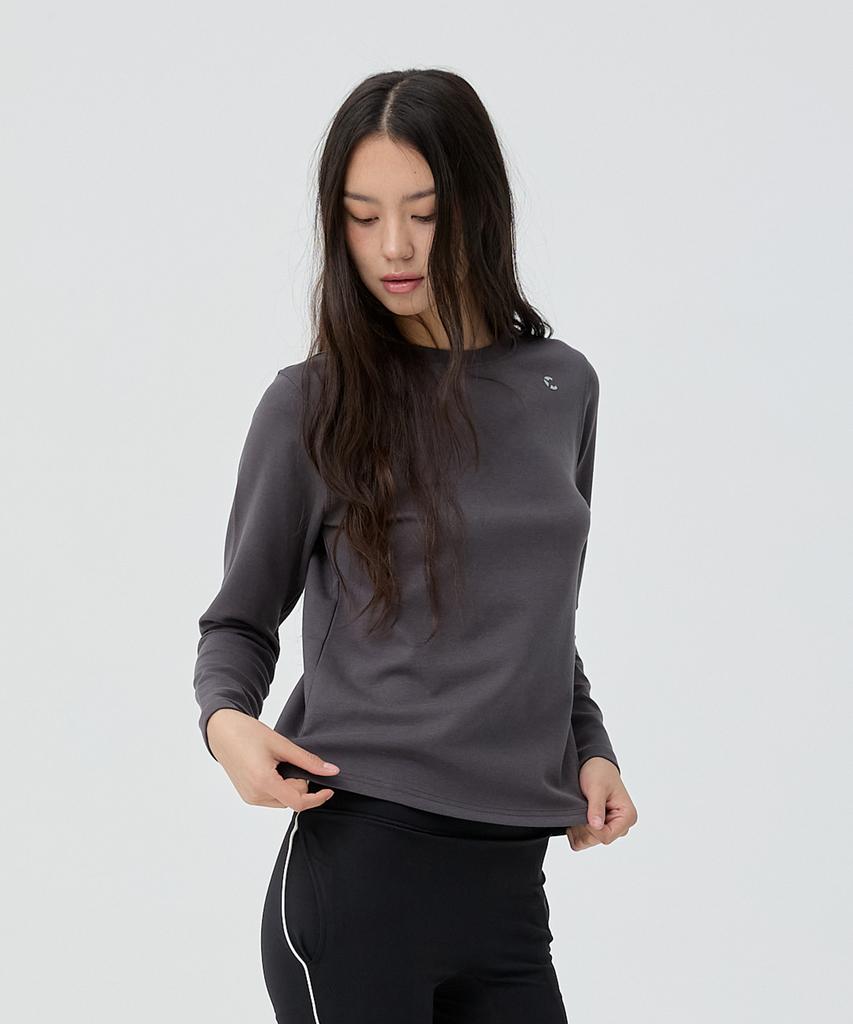 Chaebteoegseu Women'S Relaxed Fit Soft Long Sleeve (Charcoal)