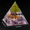 1Pc Natural Stone Chip Pyramid Ornament Decorative, Reiki Healing Crystal Furnishings, Tree of Life Pyramid  Class Desktop Home Decor Jewelry Gift