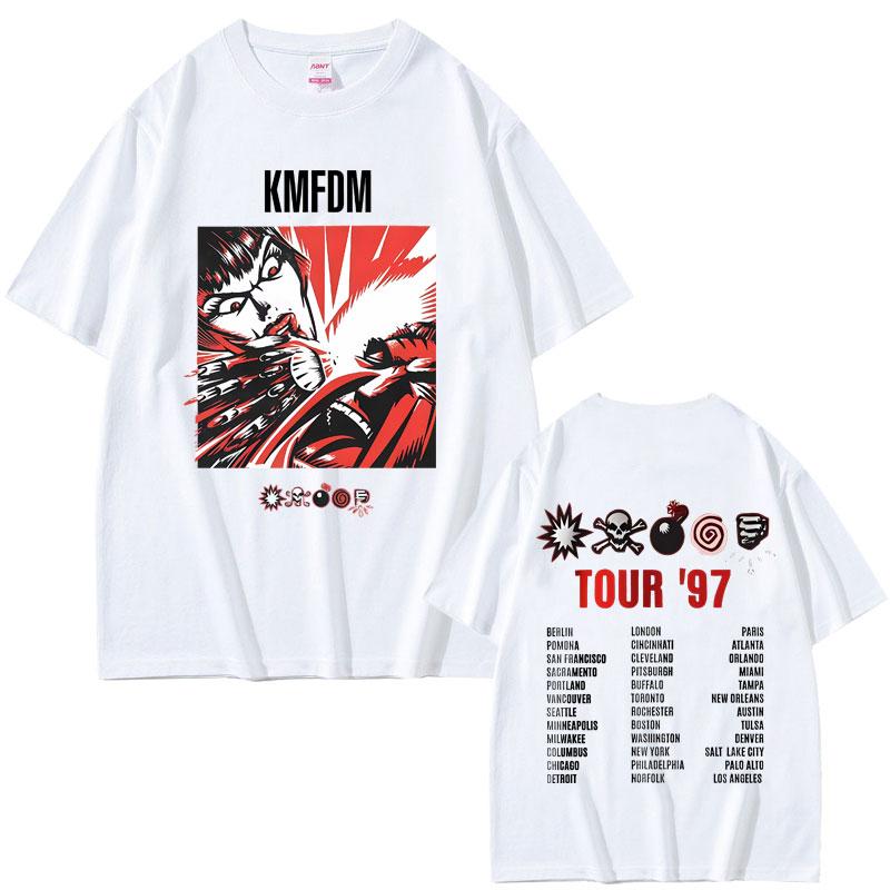 2025 Summer Rock Band Kmfdm Symbols Tour 97 Graphic Print Men Women Vintage Gothic Punk 100 Pure Cotton Printed Tshirt Y2k