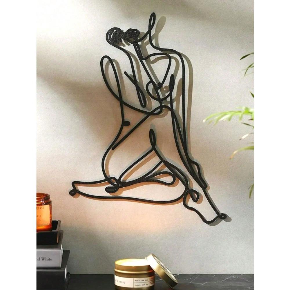 Minimalist Wire Female Body Silhouette Abstract Metal Wall Art Sculpture Home Decor