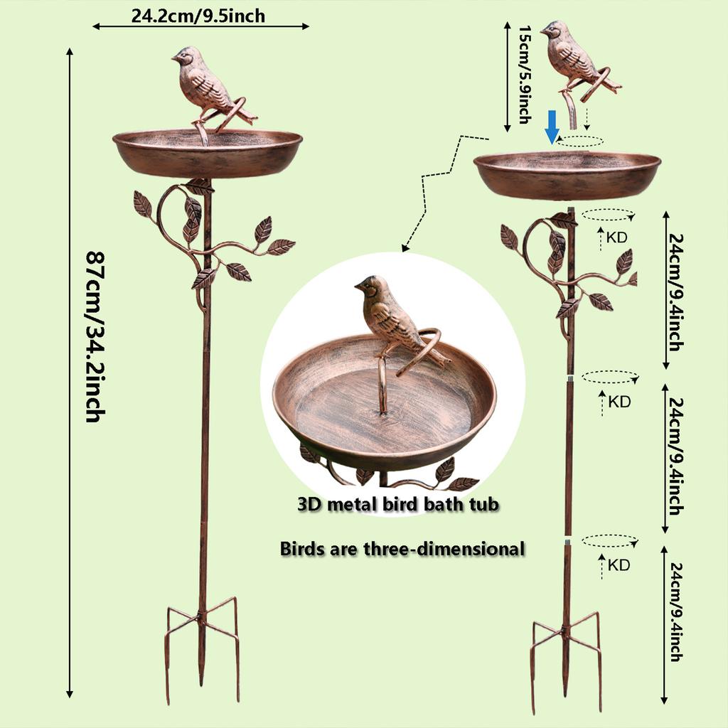 Garden Birdbath Sturdy Iron Outdoor Bird Bath for Outside Vintage Standing Birdbath Bowl for Outdoor Garden Patio Yard