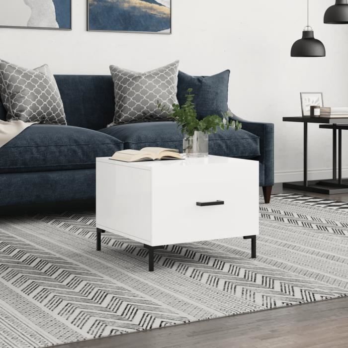 VidaXL Coffee Table High Gloss White 50x50x40 Cm Engineered Wood 829400