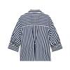 European and American style, new women's clothing, foreign style, bubble sleeves, long sleeves, V-neck linen striped shirt
