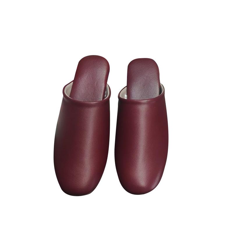 Spring & Autumn Lambskin Leather Slippers - Japanese Style Indoor Couple Slippers for Home & B&B Vacations