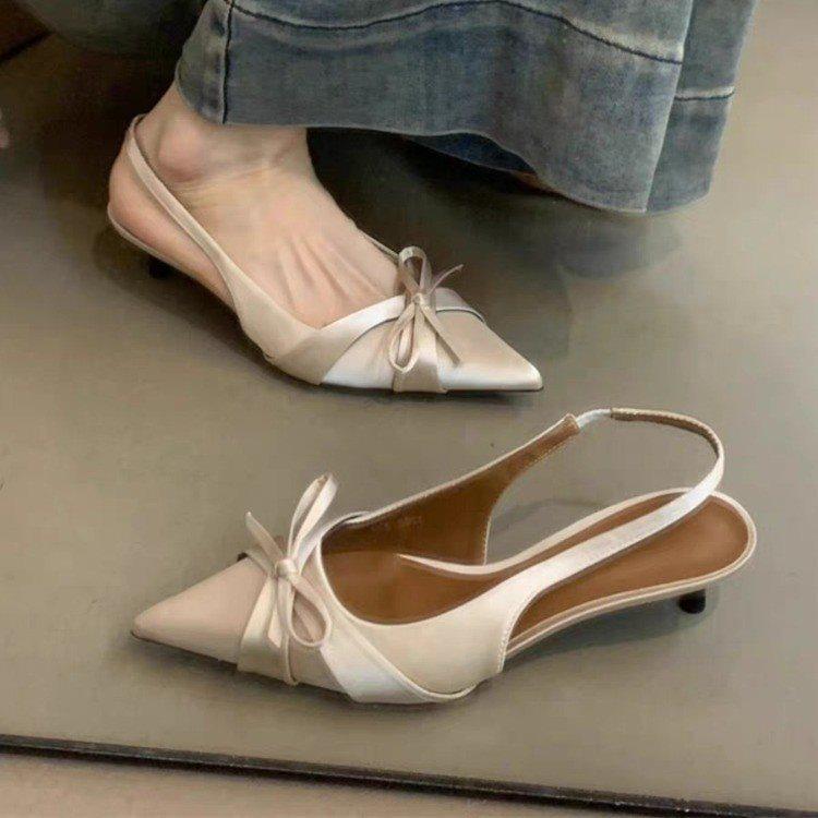 Baotou Sandals New High Heels Women's Thin Heels Spring and Summer Shoes Temperament Bow Pointed Celebrity