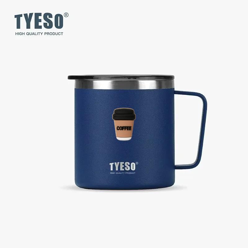 Tyeso 400ml Stainless Steel Vacuum-insulated Cold Insulated Coffee Cup with Handle High Aesthetic Value Vacuum Flasks for Daily With Coffee Sticker