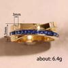 Live business style jewelry, creative double-layer design, blue diamond zircon unisex ring.