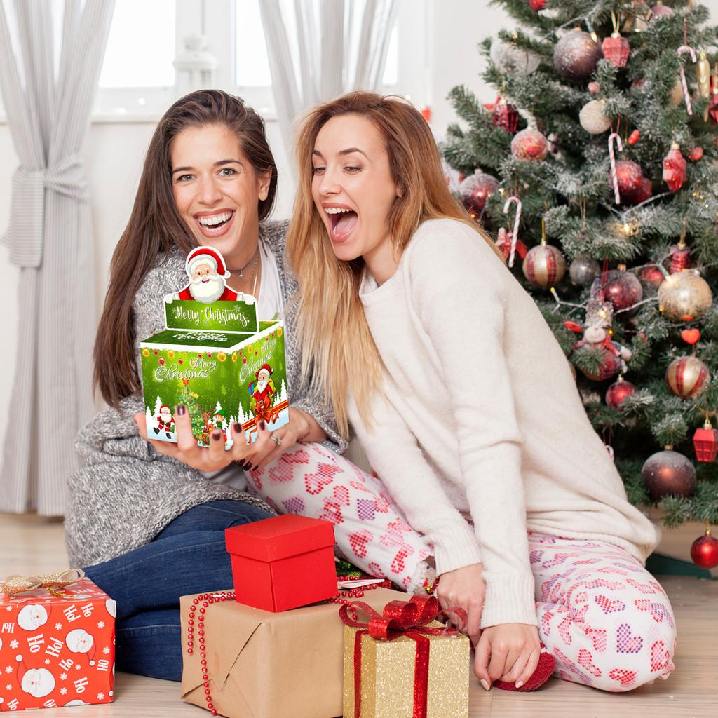 Green Santa Gradient Claus Pattern Paper Box Christmas Decoration Props For Gift