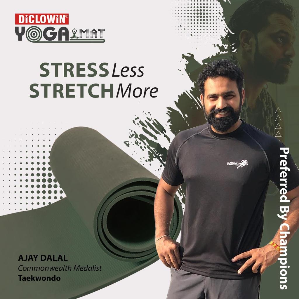 Коврик для йоги | 6 мм, противоскользящий, с дополнительным сцеплением | В комплект входит ремень для хранения | Упражнения, растяжка, отдых и йога для мужчин, женщин, детей и пожилых людей (Армейский Зеленый)