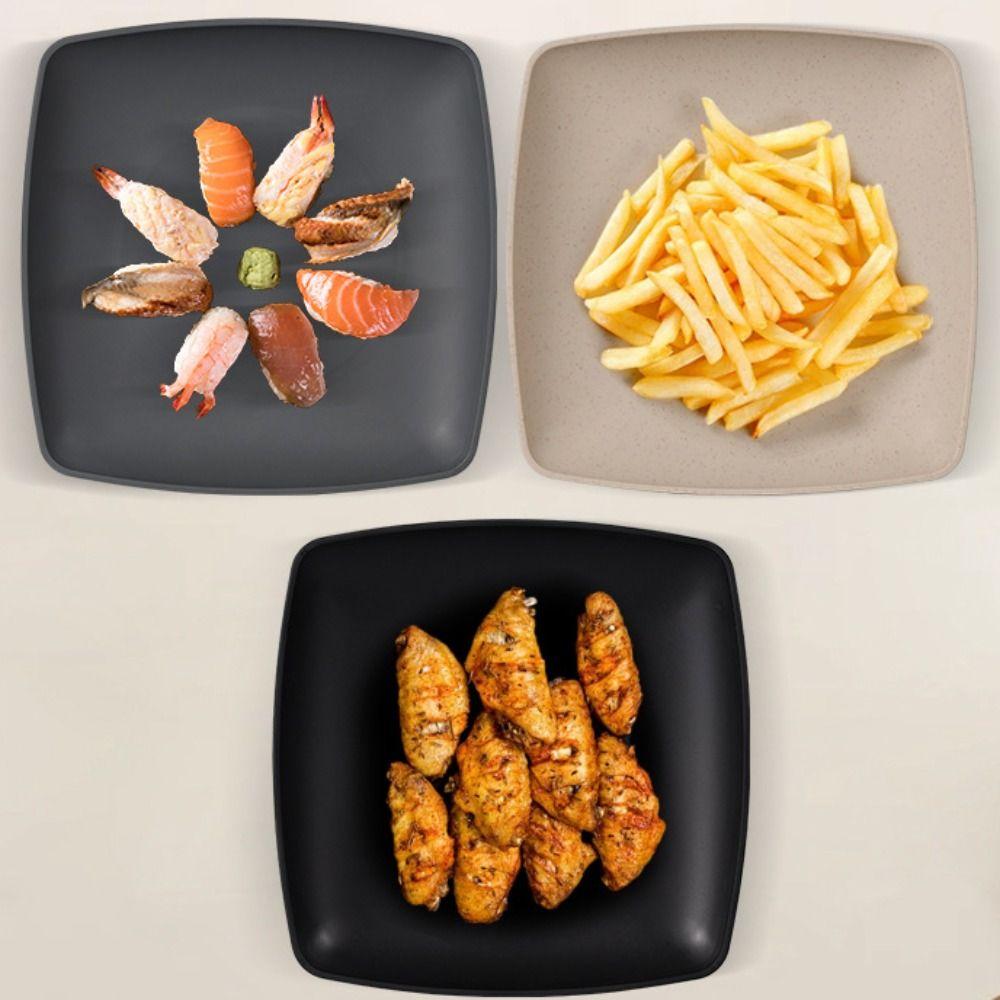 16pcs/Set Reusable Plastic Dinnerware Set Square Dinner Plate Set Tableware Suit  Restaurant