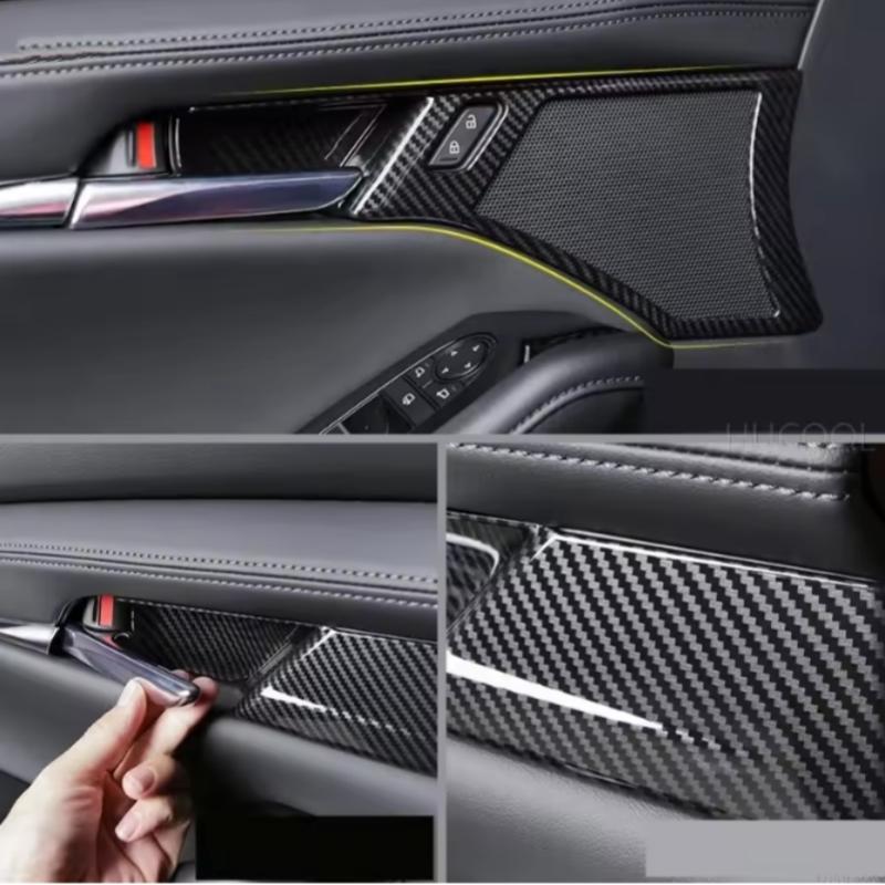 For Mazda 3 Axela 2019-2022 Accessories Inner Door Bowl Handle Trim Cover Frame ABS Carbon Interior Mouldings Modification
