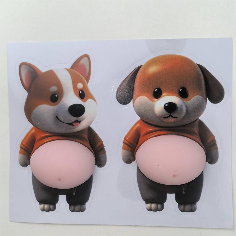 1/5Pcs 3D Cute Puppy Sticker Squeezeable Shiba Inu Sticker Refrigerator Wall Decoration Silicone Self-Adhesive Sticker