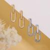 Goldfarbene Hängeohrringe mit glänzendem Zirkon-Dekor Elegantes minimalistisches Doppelschleifen-Design Creolen Schmuck Geschenk für Frauen