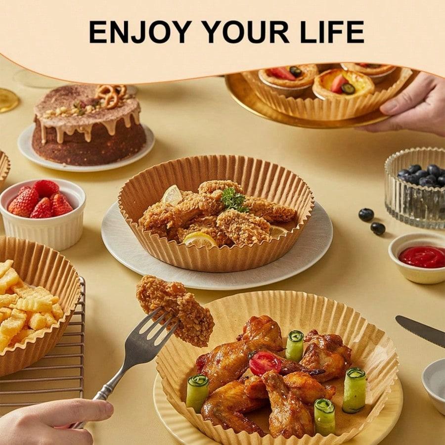 50 Pcs Anti-Stick Air Fryer Mats, Oil-Free & Dirt-Free Cooking Paper Liners for Air Fryer, Baking Trays,Pots,Kitchen Accessories