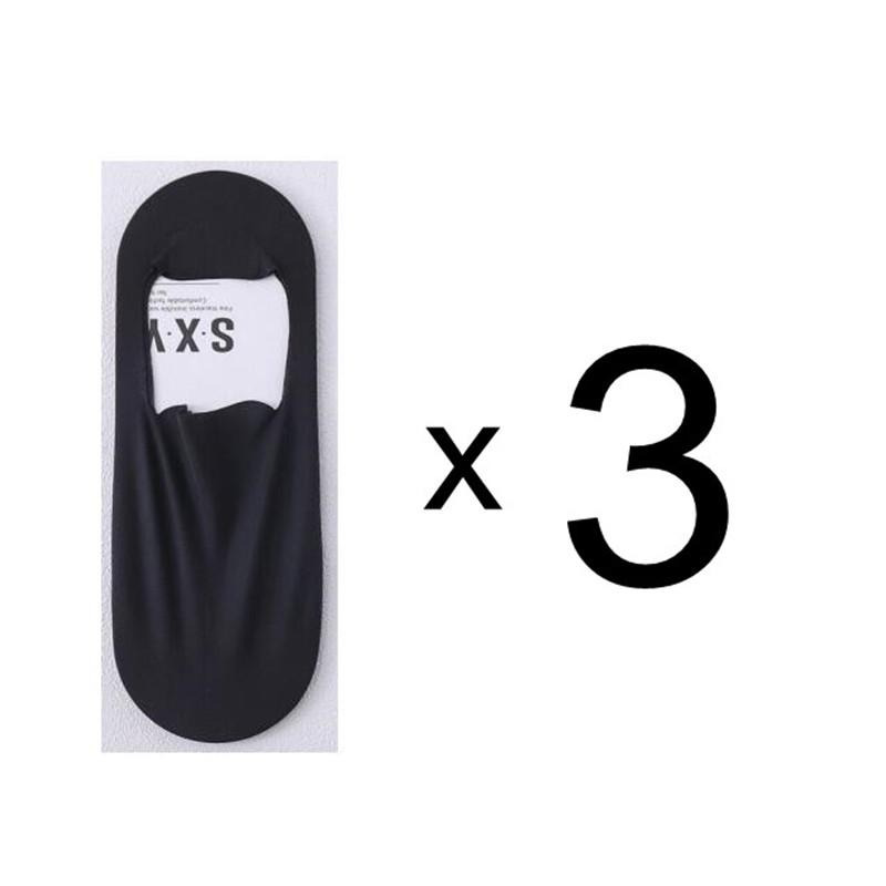 6 Pcs=3 Pairs Ultra-thin Men's Summer Ice Silk Boat Socks Male Shallow Mouth Silicone Invisible Socks Cotton Bottom