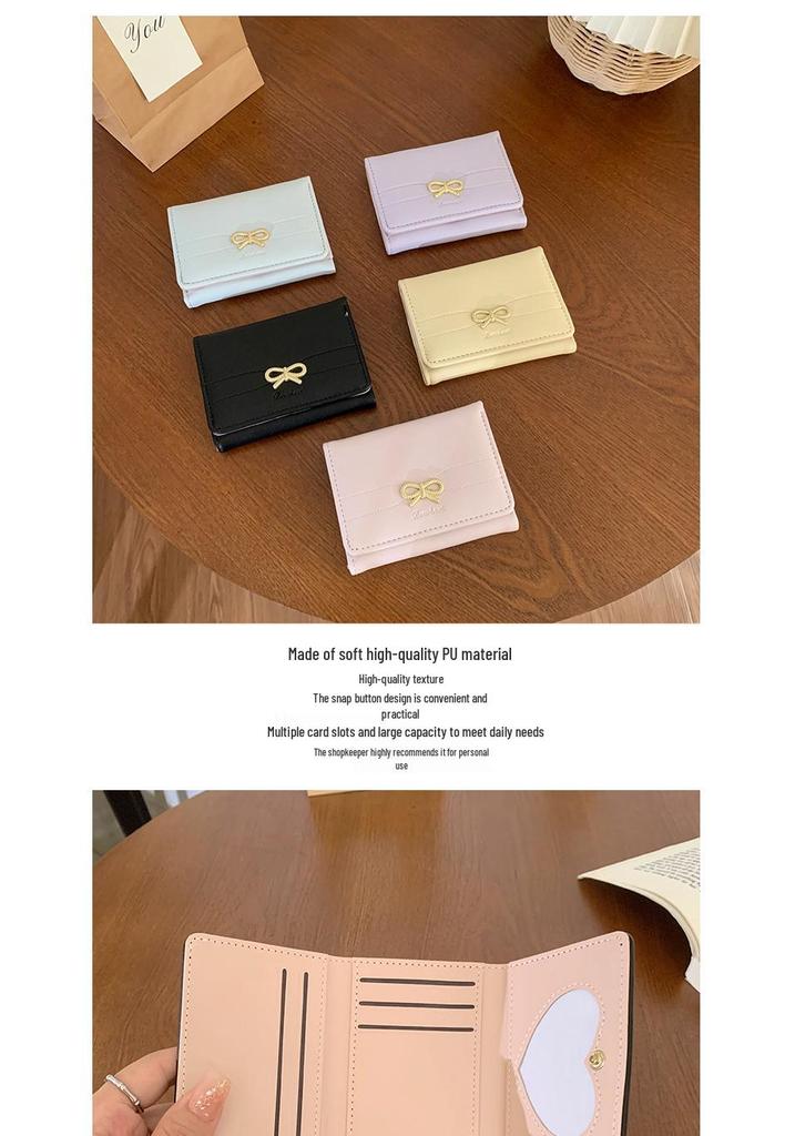 Women's Bowknot Short Foldable Wallet - Korean Style