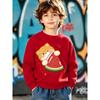 Cotton Kids Sweatshirt Loose-Fit Crew Neck Sweatshirt with Orange Cat & Watermelon Print , Spring/Autumn Casual Attire, Machine Washable