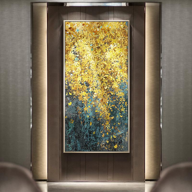Modern Canvas Painting Poster and Print for Living Room Home Decorative Large Art Wall Painting Golden Leaf Restaurant Picture