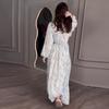 2024 Autumn European & American Gentle Lace-up Waist Slimming Floral Maxi Dress