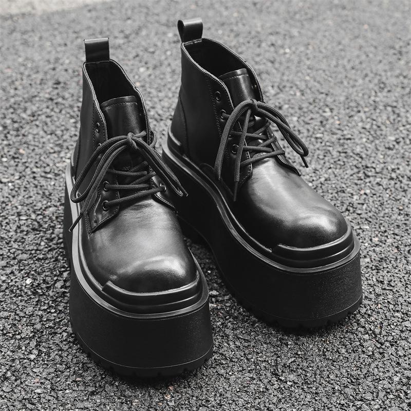 Fashion Men's 2025 Autumn British Style Vintage Work Boots Waterproof Platform Ankle Boots Chunky Sole Fashion Casual Outdoor Shoes