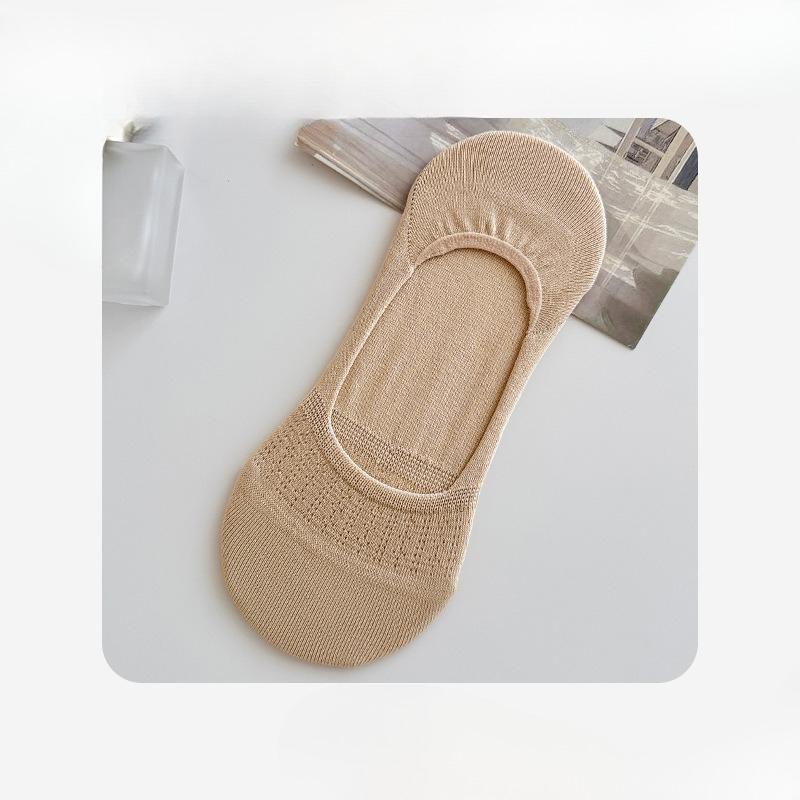 

Женские летние тонкие сетчатые дышащие влагоотводящие нескользящие носки-невидимки с мелким вырезом 1 pair телесный