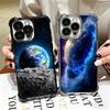Earth Stars Space Universe Plating Phone Case For Iphone 16 17 Pro Max Air 16E 14 15 Plus 12 13 Mini Anti-Fall Airabag Cover