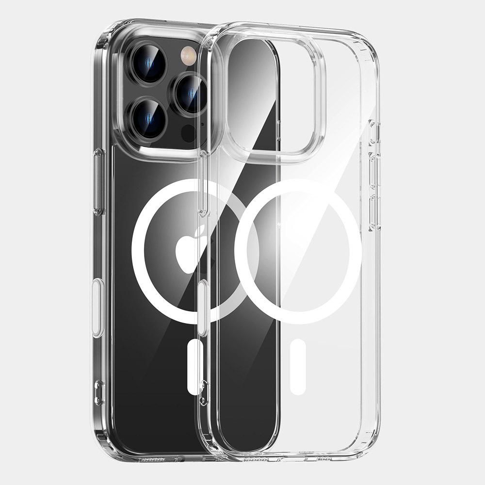 For Apple iPhone 16/15 Pro Max/14/13 Transparent Case, Shockproof Full Coverage, Magnetic Phone Case