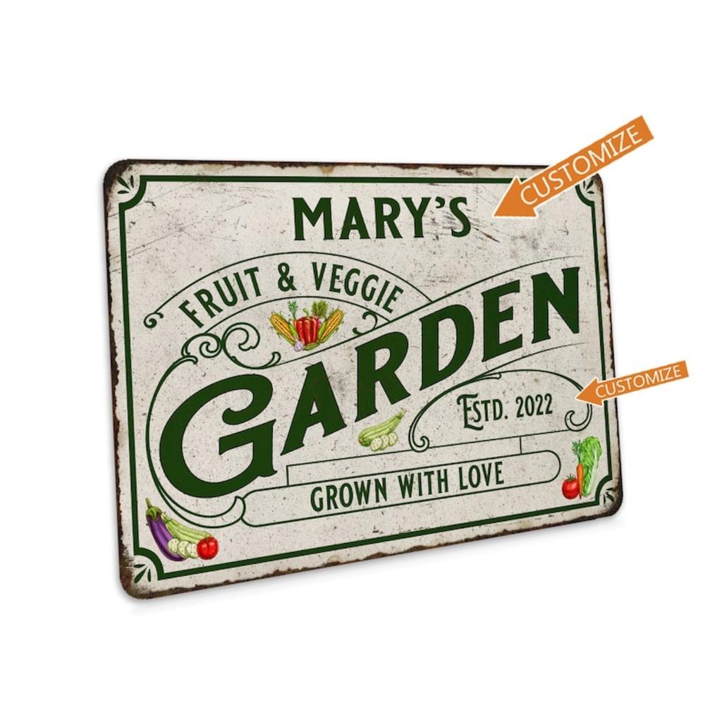 Personalized Metal Tin Sign Fruit Vegetable Garden Wall Art Home Decor