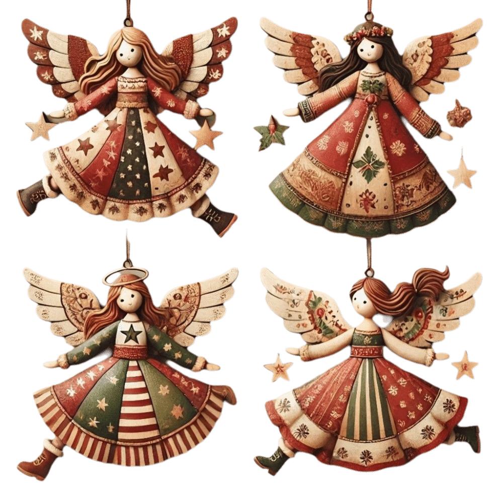 1 pcs DIY Crafts Wooden Christmas Tree Decor 1D Flat Colorful Design Girl-Shaped Pendant Ornaments Xmas Decor Xmas
