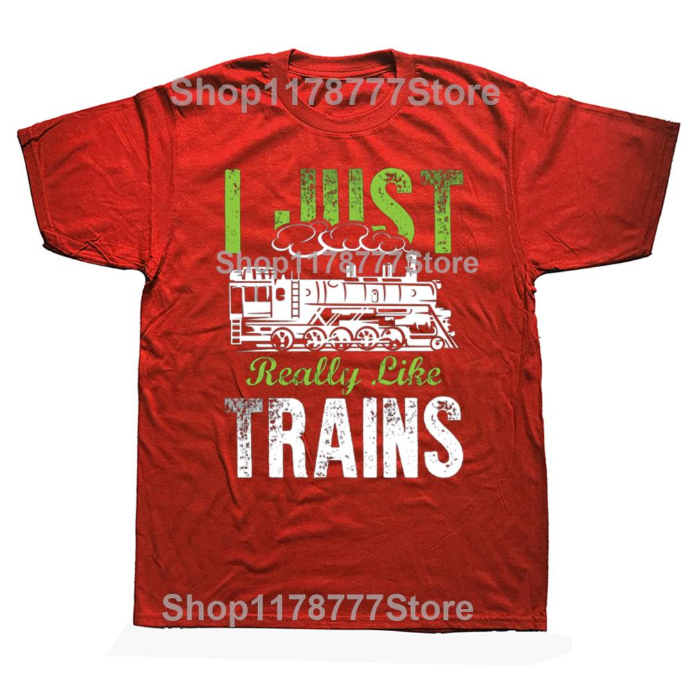 Смешная модель железнодорожного поезда Железнодорожные футболки с коротким рукавом Подарки на день рождения Мужская одежда Модная повседневная свободная оверсайз футболка S