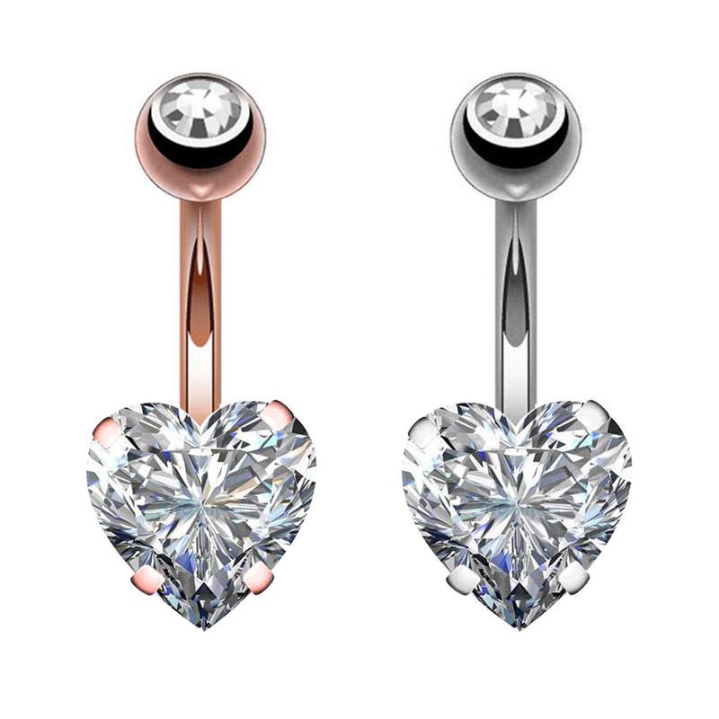 Set of 6 Sexy Heart Shaped Belly Button Rings 316L Stainless Steel Navel Piercing Jewelry for Women for Weddings or Gifts
