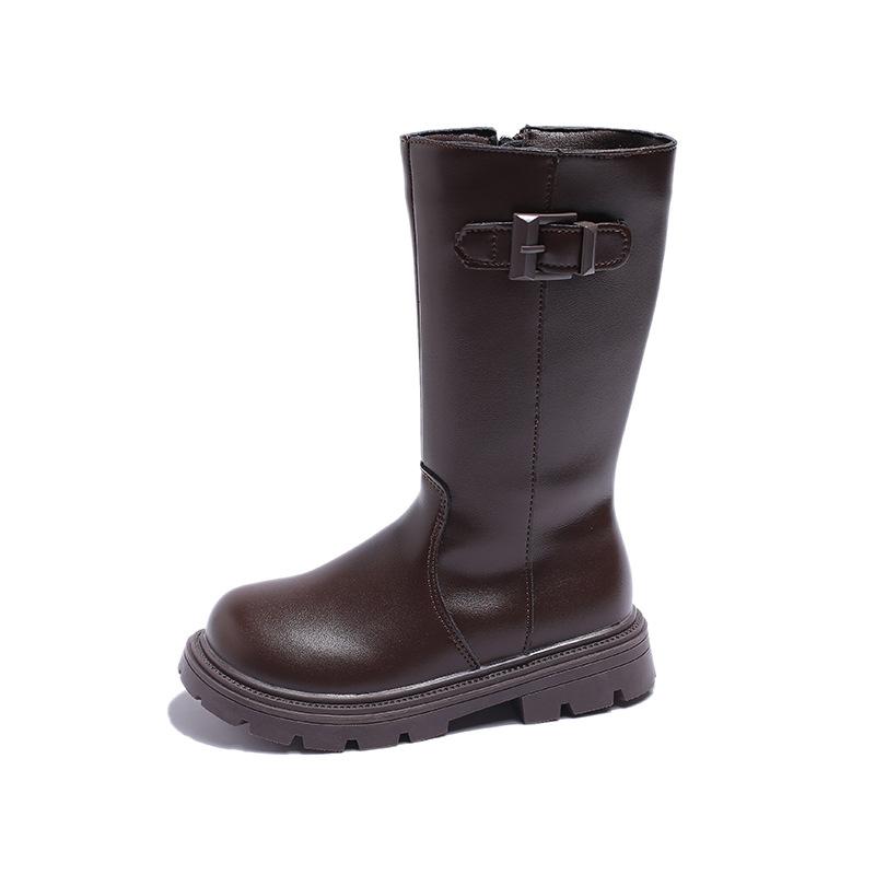 Girls Winter High Top Knight Boots Thick Fleece Lined Side Zip