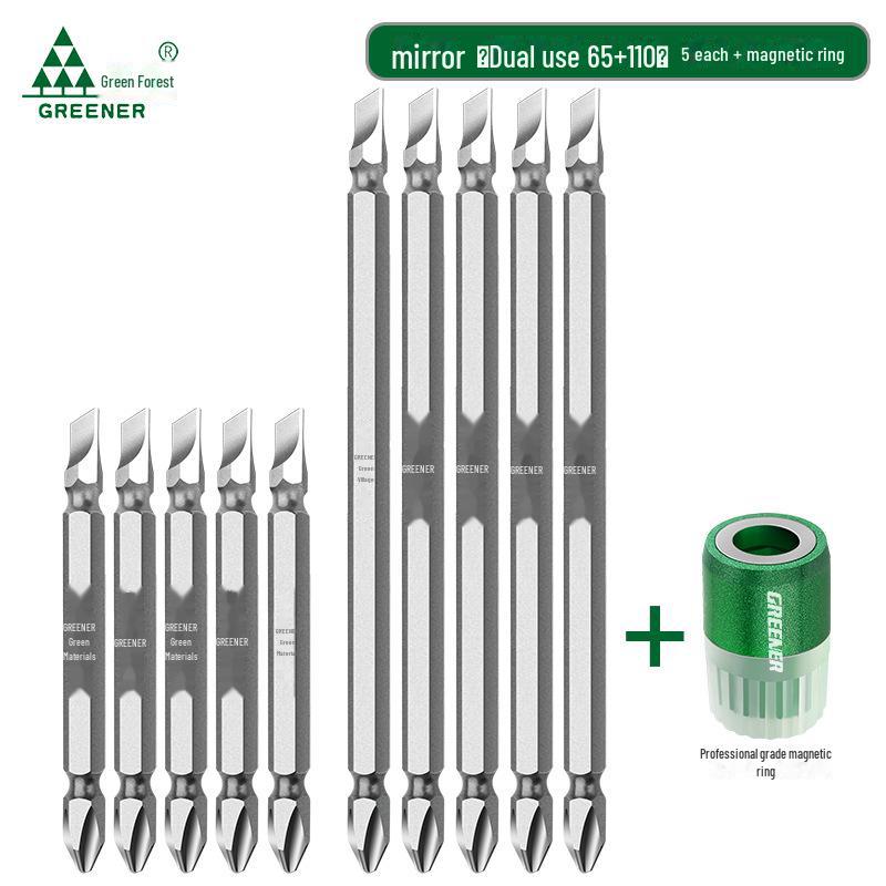 Green Forest High-Strength Double Cross Magnetic Drill & Screwdriver Anti-Slip Bit Set
