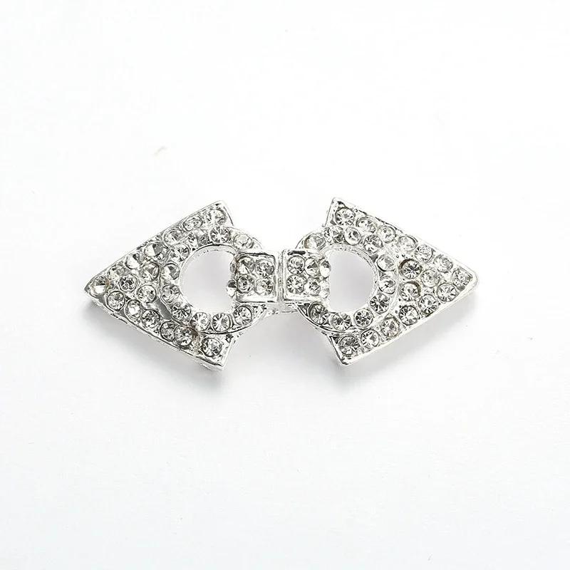 5 Pair Shiny Cheongsam Buckle Brooches Sweater Buttons Clothing Pins Crystal Cardigan Clip Cape Cloak Clasp