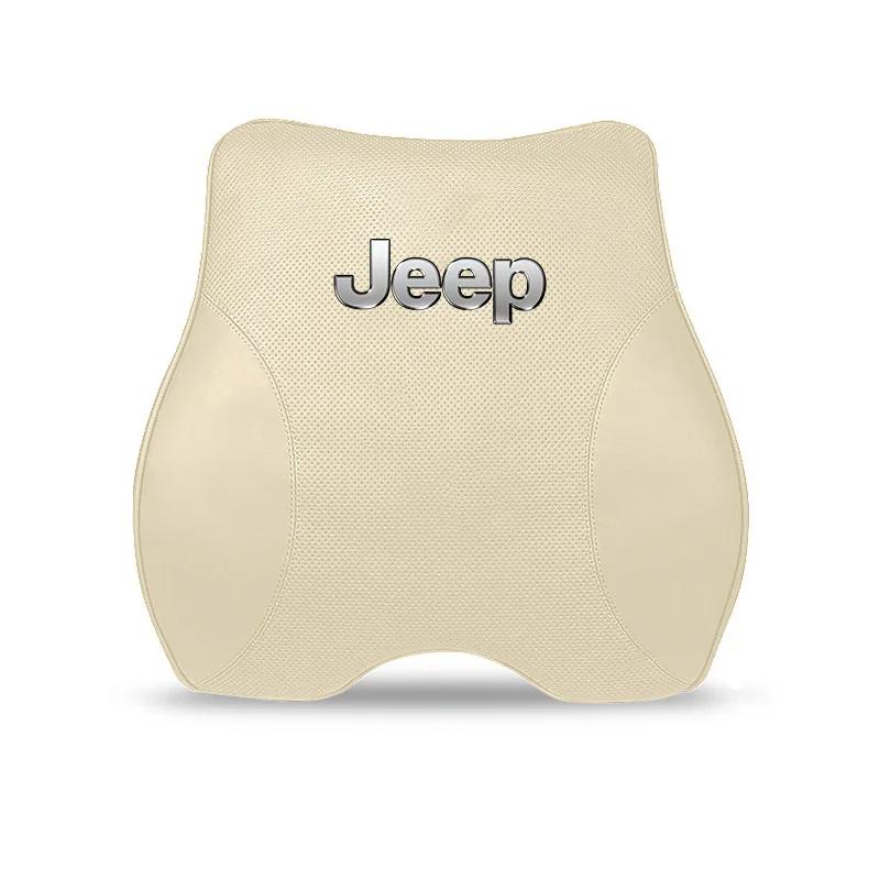 Per Auto Jeep Supporto Lombare Cuscino Vita in Pelle per Poggiatesta Sedile Per Jeep Grand Cherokee Wrangler JK Gladiator Compass Rene