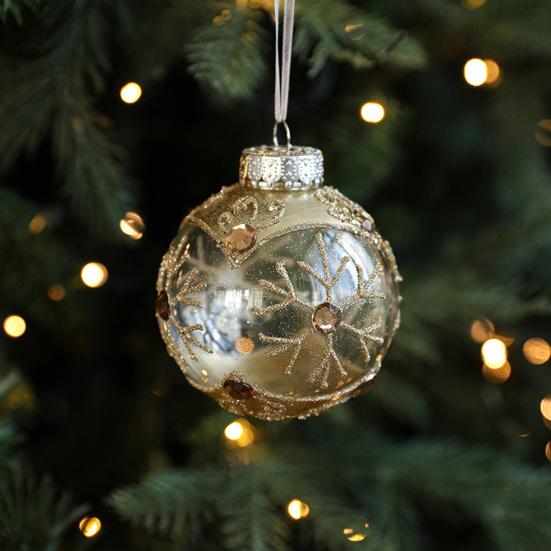 Christmas Ball Ornament Faux Pearl Glittery Tree Decoration Festive Hanging Baubles with Rope Party Decor