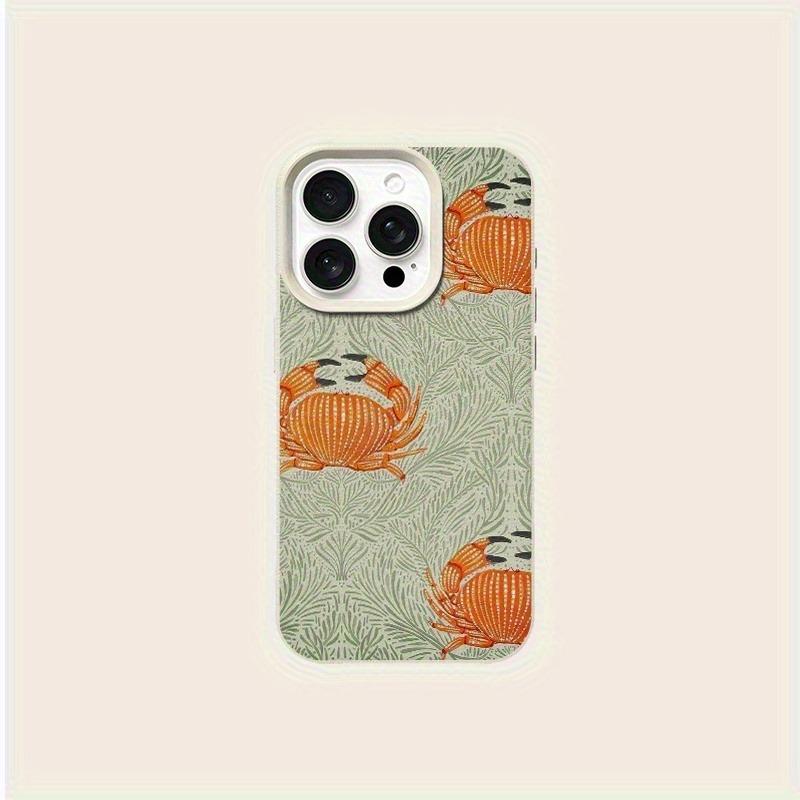 

Flower crab pattern phone case, suitable for iPhone 17, 16, 15, Plus, Pro, Max series phones - suitable for use as a gift iPhone17 Pro слонова кістка