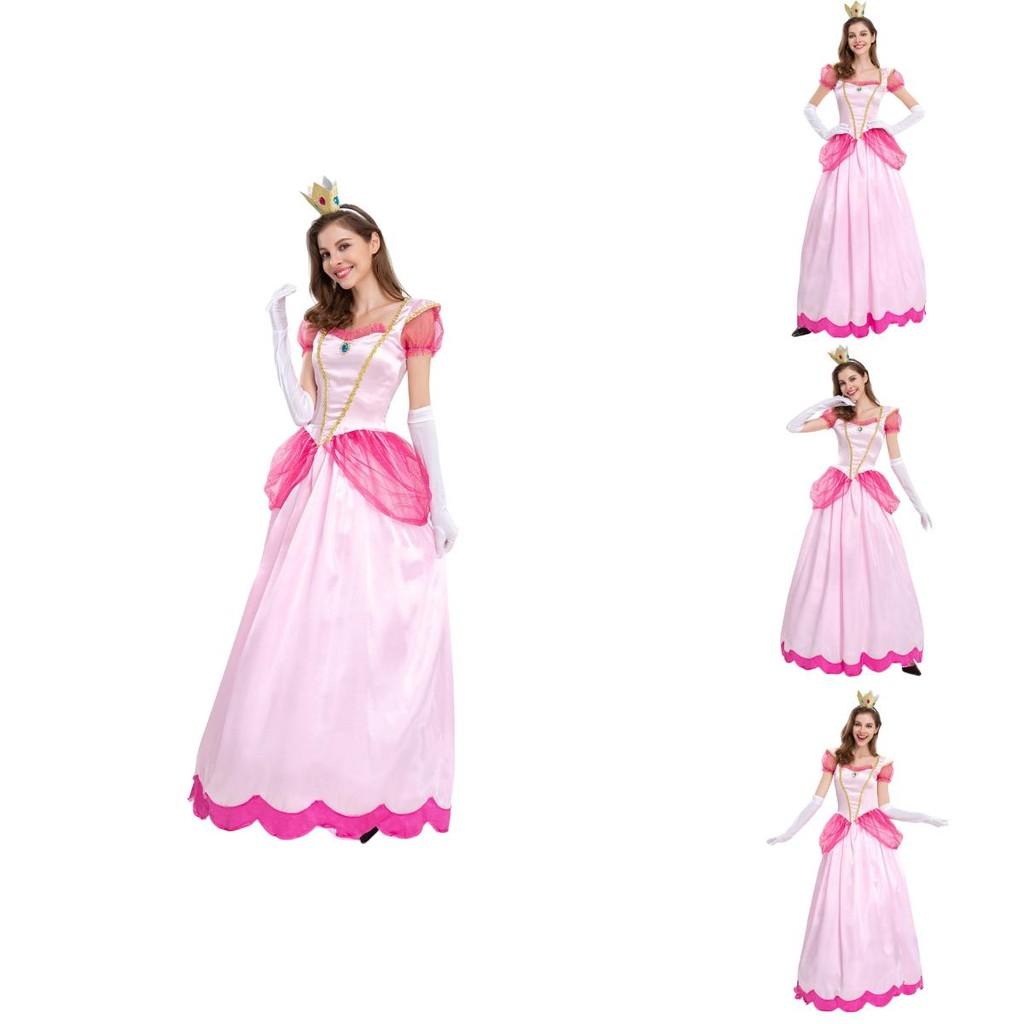 Mario Prinzessin Kostümkleid mit Lycra-Stoff für Halloween-Bühnenauftritte