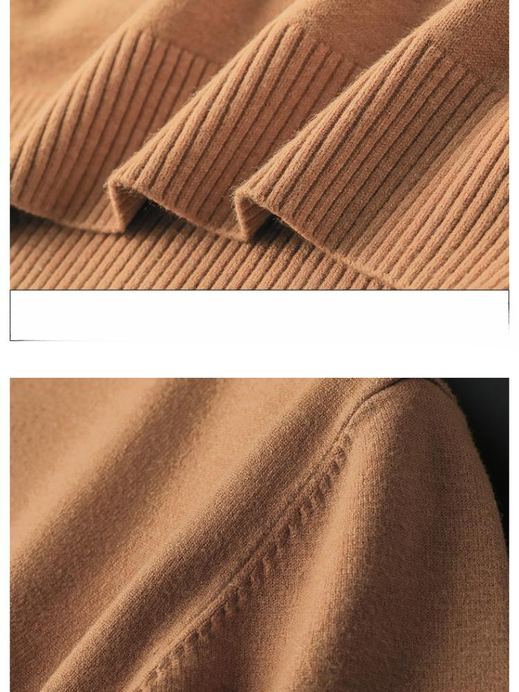 Herren Rundhals-Pullover Herbst und Winter Große Größe Locker Gestrickter Pullover Einfarbig Inneres Langarm-Unterhemd Warmhalten Top
