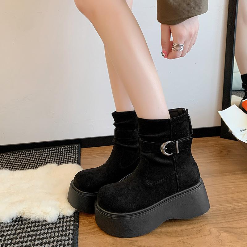 Neue Herbstnische kleine dicksohlige erhöhende Martin-Stiefel Damen Retro dünne kurze Stiefel