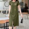 Women Casual Round Neck Short Sleeve Floral Print Dress