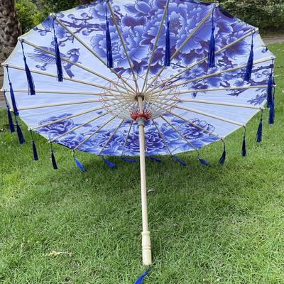 Silk Cloth Women Umbrella Antiquity Hanfu Tassel Umbrella Dance Performance Umbrella Photograph Props Umbrella Craft Ancient Point Oily Paper Umbrella