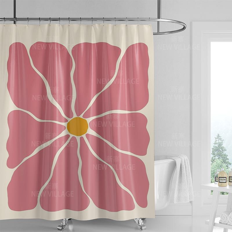 Minimalist Plant Shower Curtain, Modern Bathroom Toilet Decoration Privacy Curtain 180x180cm Waterproof Shower Curtain