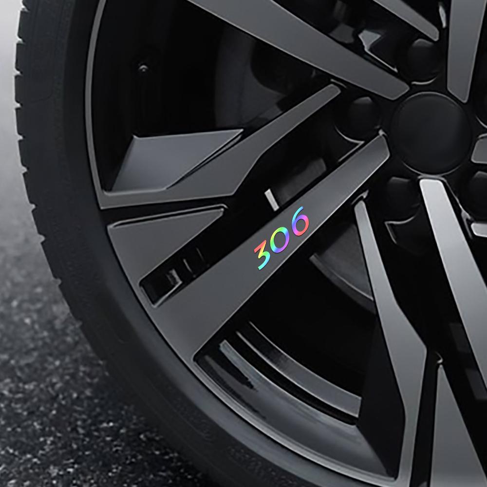 4pcs Reflective Car Styling Wheel Rims Body Stickers Decoration Decals For Peugeot Q208 2012~2018 2019~2021 2008 207 508 607 301