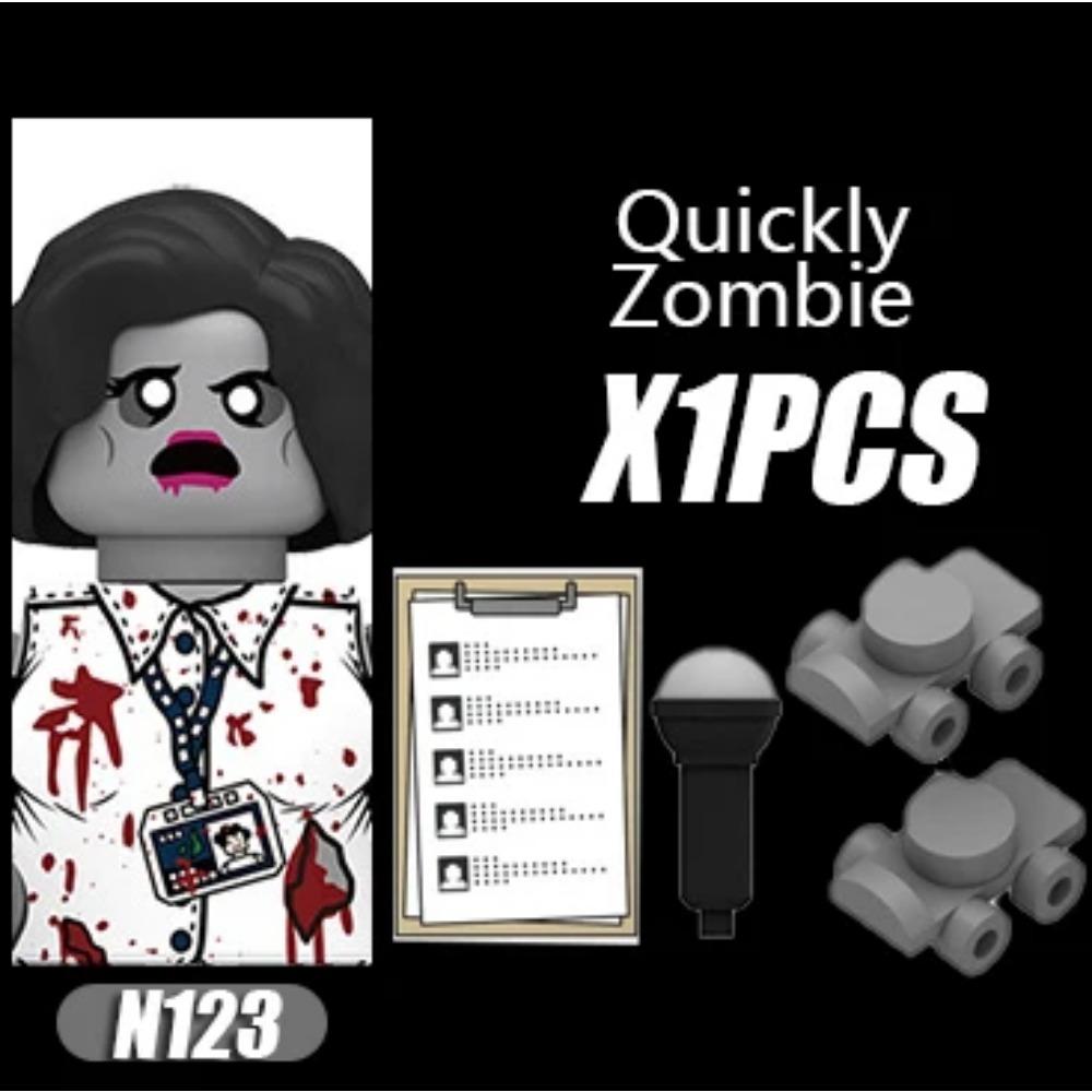 MOC Halloweenské Zombie Figurky Stavební Kostky Dvojitá Hlava Křivý Krk Příslušenství Kostky Hračky Dětský Dárek