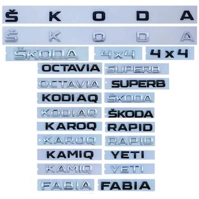 ZVK5 ABS Autocollant Emblème Badge Coffre Arrière de Voiture pour Octavia Kodiaq Karoq Superb Rapid Fabia Kamiq Yeti 4x4 Logo Lettre Accessoires